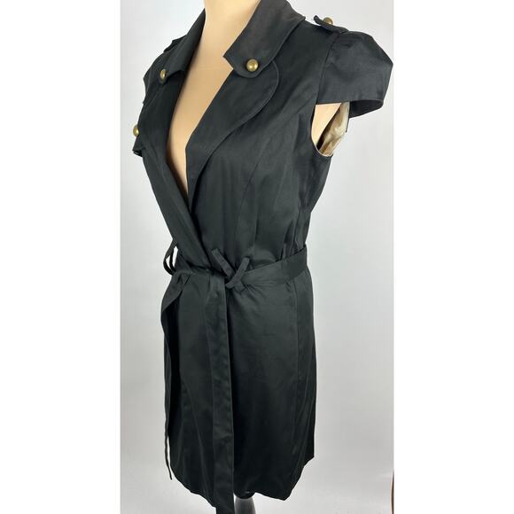 NWT Voom by Joy Han USA Size Medium Black Trench Coat Goth Whimsygoth - Picture 7 of 16
